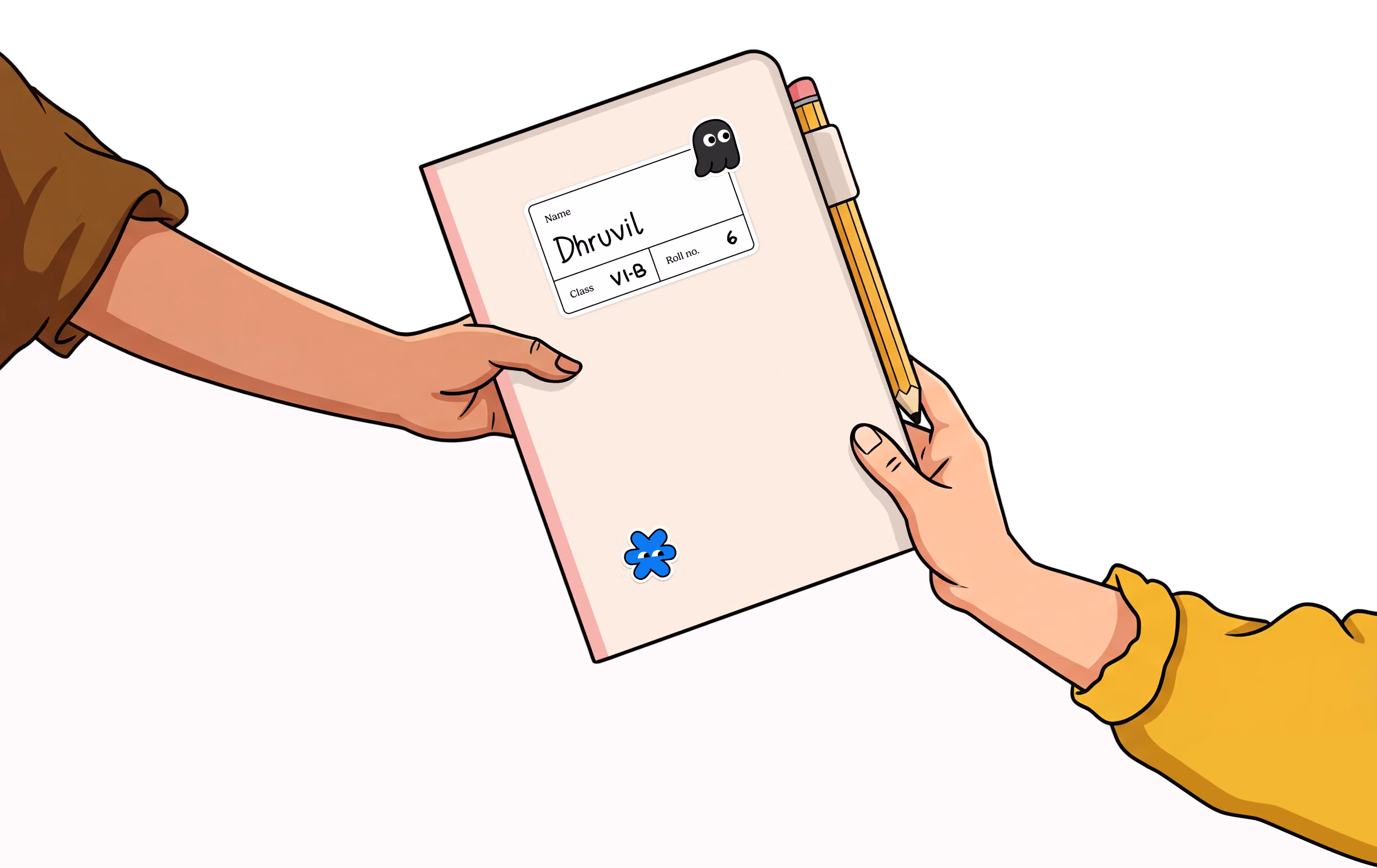 Good hands exchanging a notebook