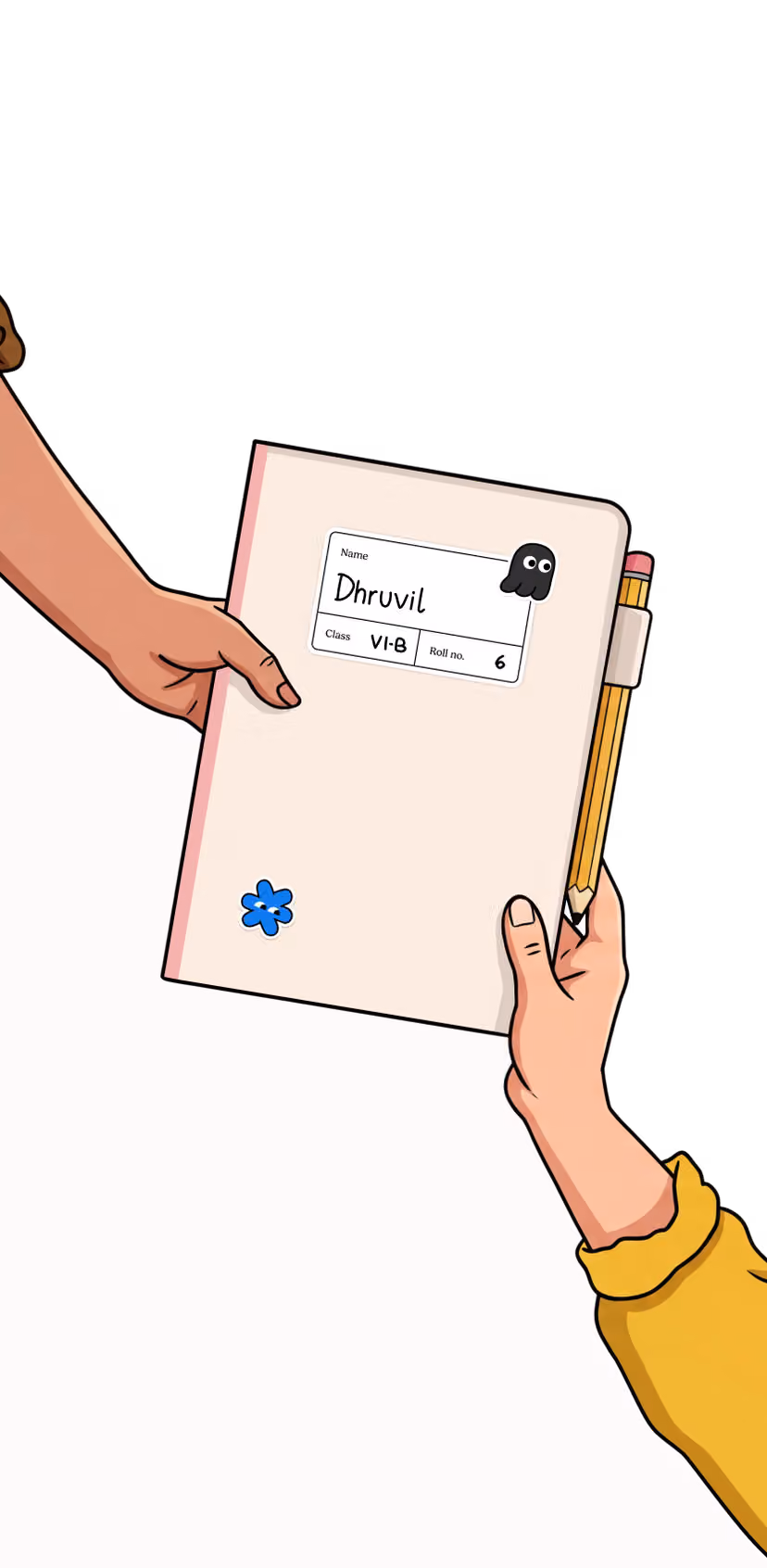 Good hands exchanging a notebook